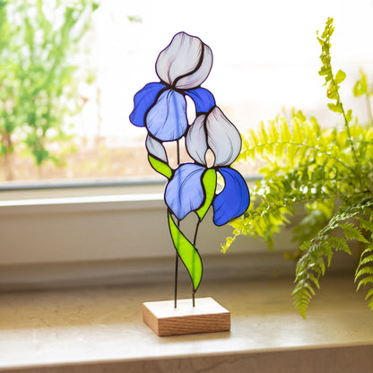 Elegant Iris Stained Glass Tabletop