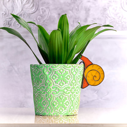 Curios Snail Stained Glass Plant Pot Decoration