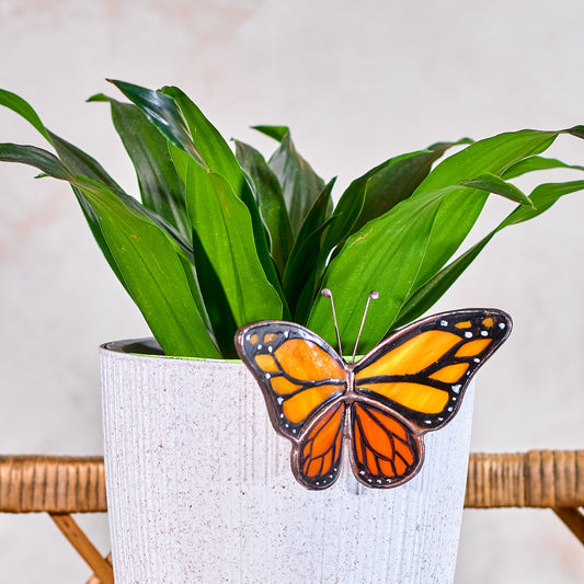 Monarch Butterfly Stained Glass Plant Pot Decoration