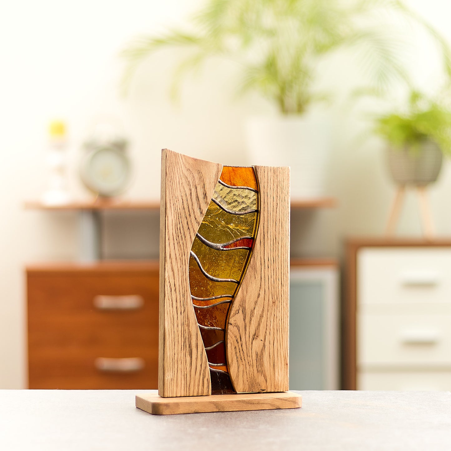 Autumn Amber Stained Glass Stand