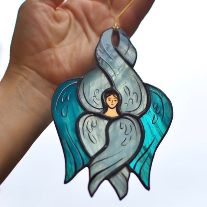 Blue Seraphim Stained Glass Suncatcher