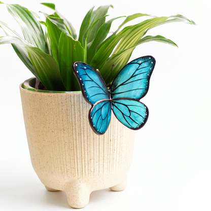 Blue Stained Glass Butterfly Pot Hanger