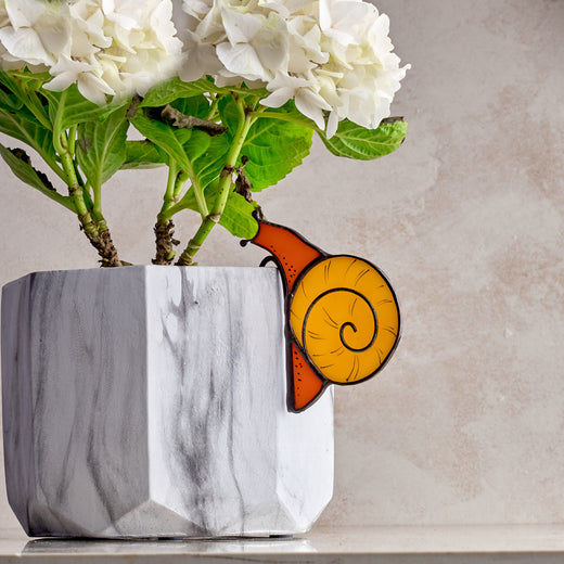 Curios Snail Stained Glass Plant Pot Decoration