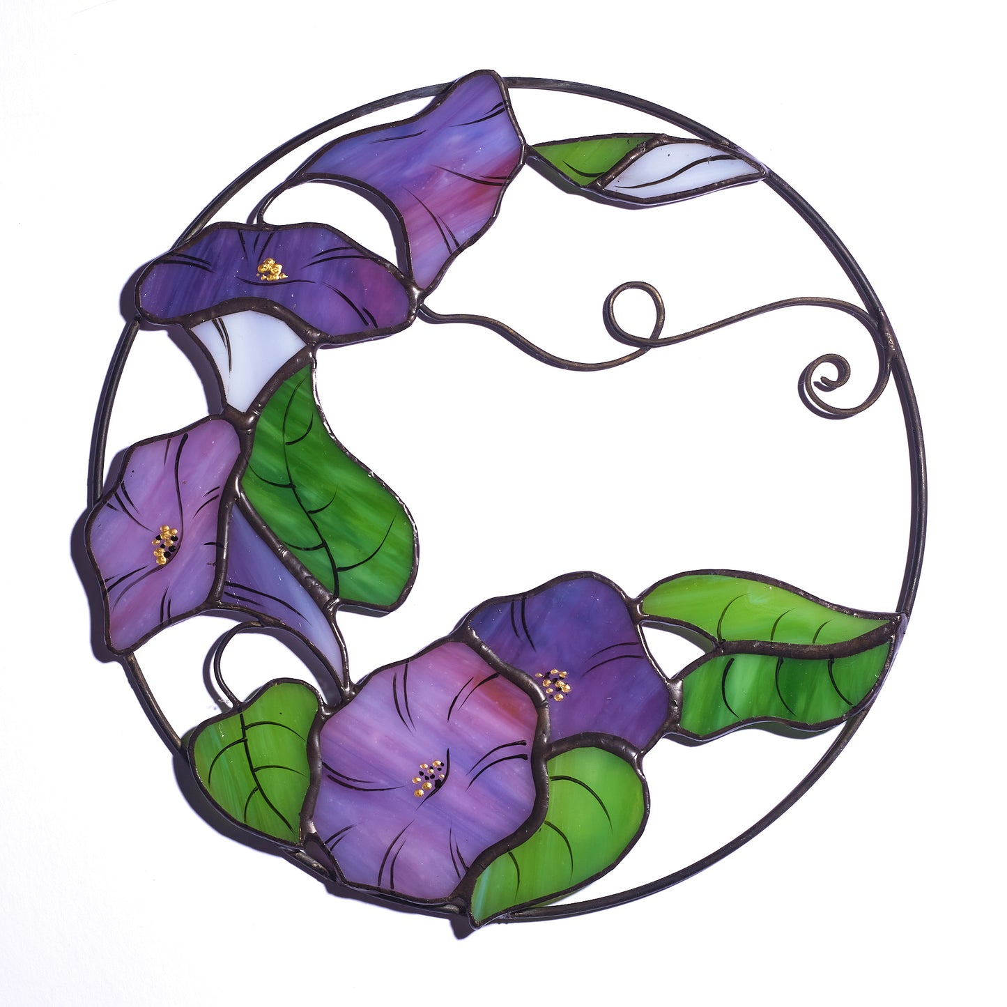 Morning Glory Flower Stained Glass Panel