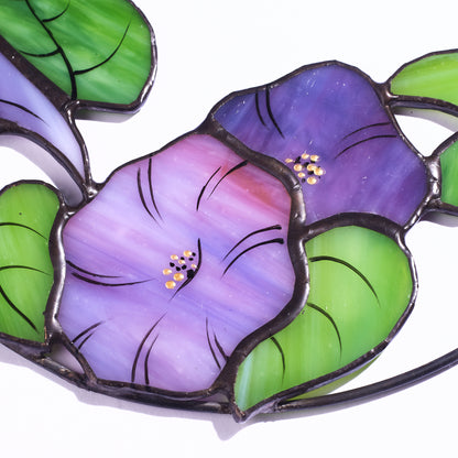 Morning Glory Flower Stained Glass Panel