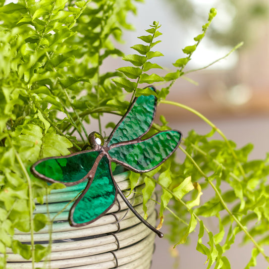 Dragonfly Stained Glass Plant Pot Hugger