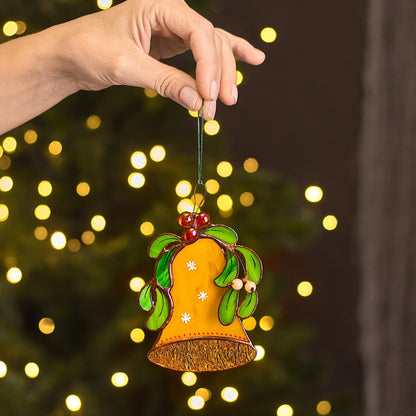 Golden Bell Stained Glass Holiday Decoration