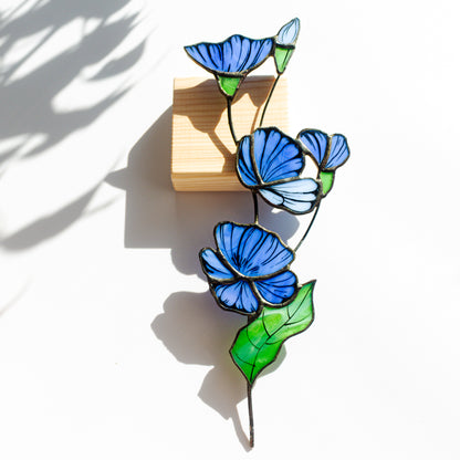 Blue Chicory Flower Stained Glass Tabletop