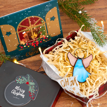 Ready to Give Present for Someone Special: Angel Stained Glass Christmas Ornament in Gift Box