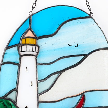 Lighthouse Stained Glass Hanging Panel