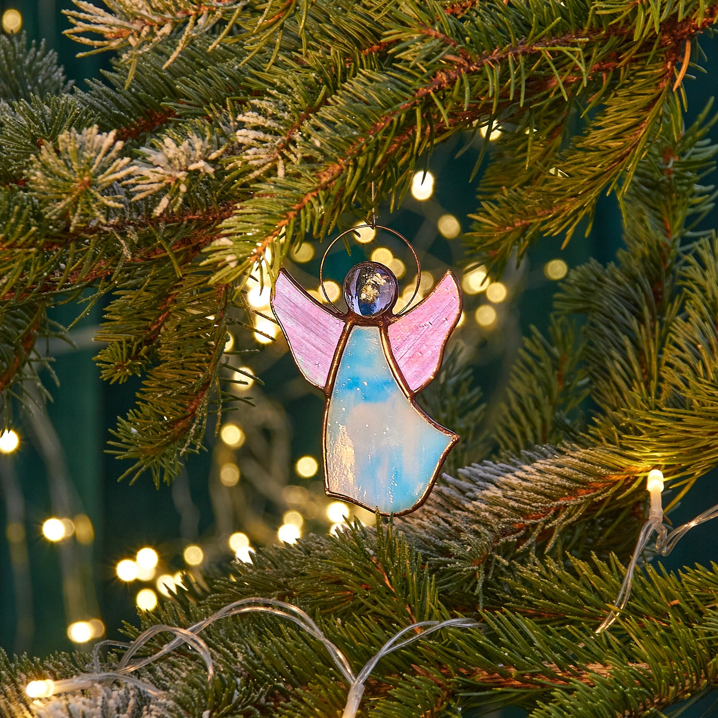 Ready to Give Present for Someone Special: Angel Stained Glass Christmas Ornament in Gift Box