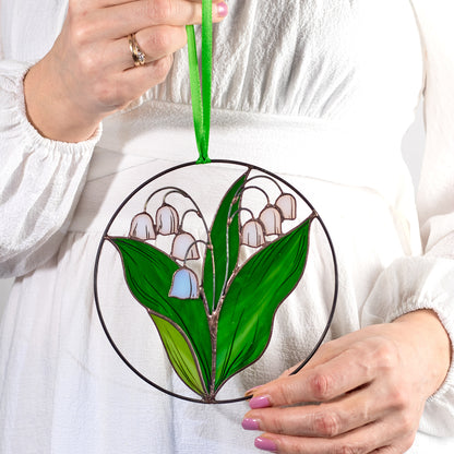 Lily of the Valley Flower Stained Glass Suncatcher