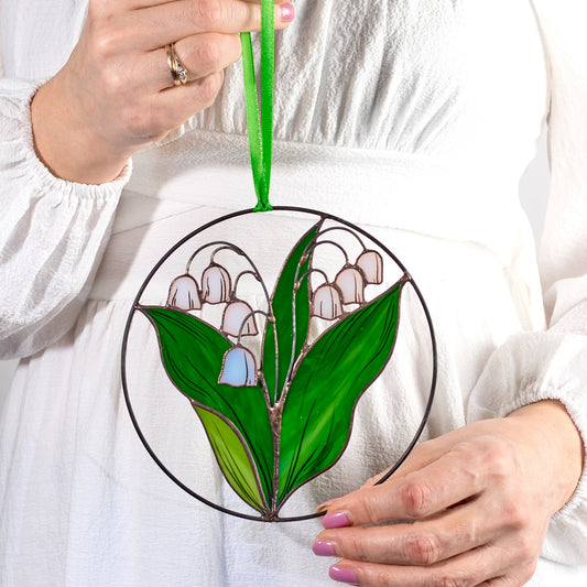 Lily of the Valley Flower Stained Glass Suncatcher