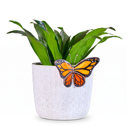 Monarch Butterfly Stained Glass Plant Pot Decoration