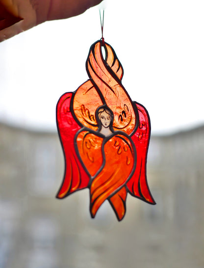 Red Seraphim Stained Glass Suncatcher