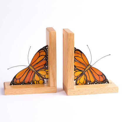 Monarch Butterfly Stained Glass Bookends