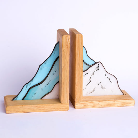 Mountains Stained Glass Bookends