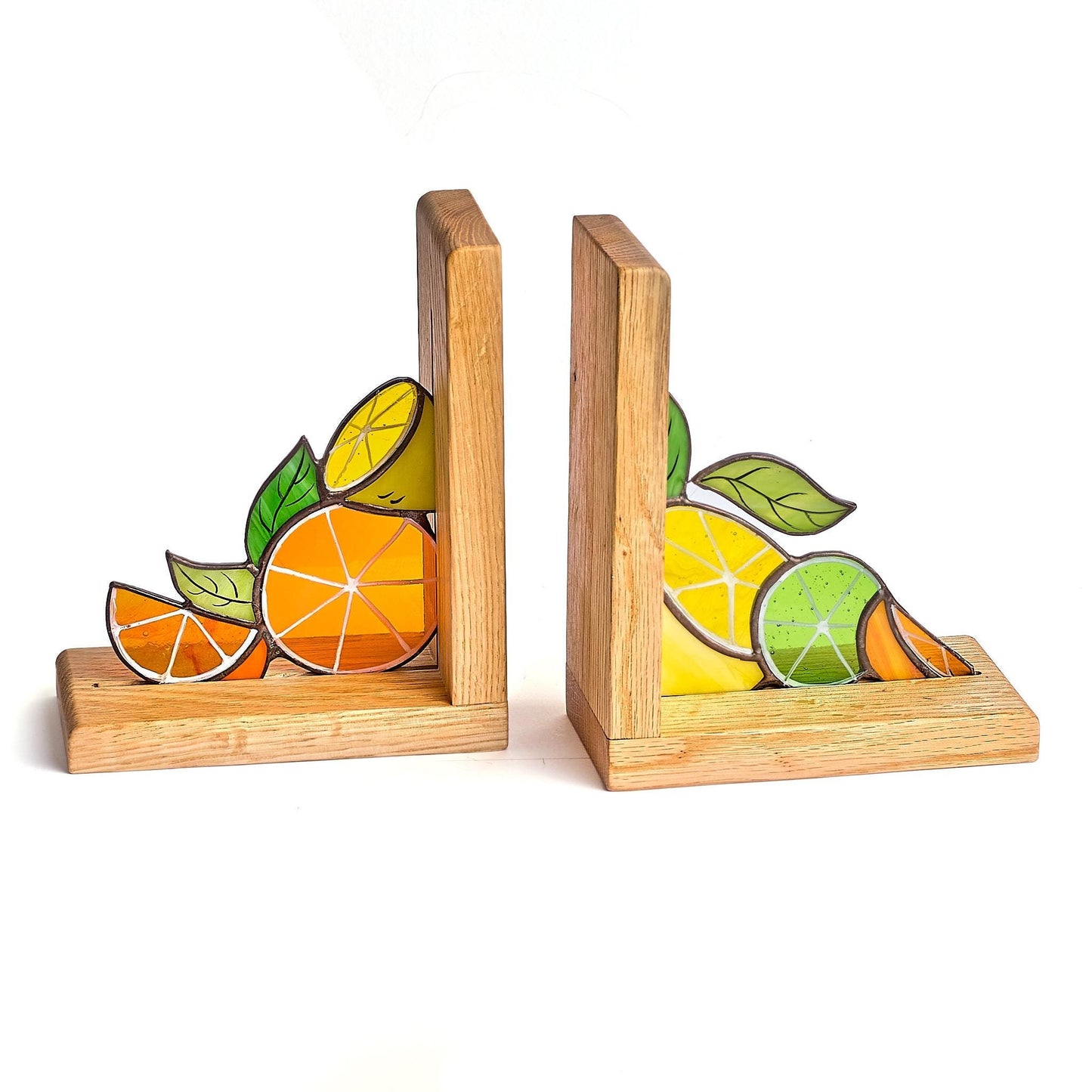 Citrus Stained Glass Bookends