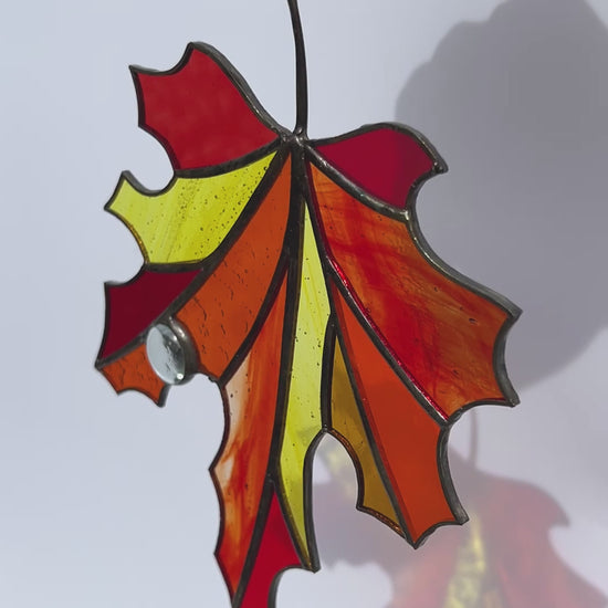 Maple Leaf Stained Glass Suncatcher