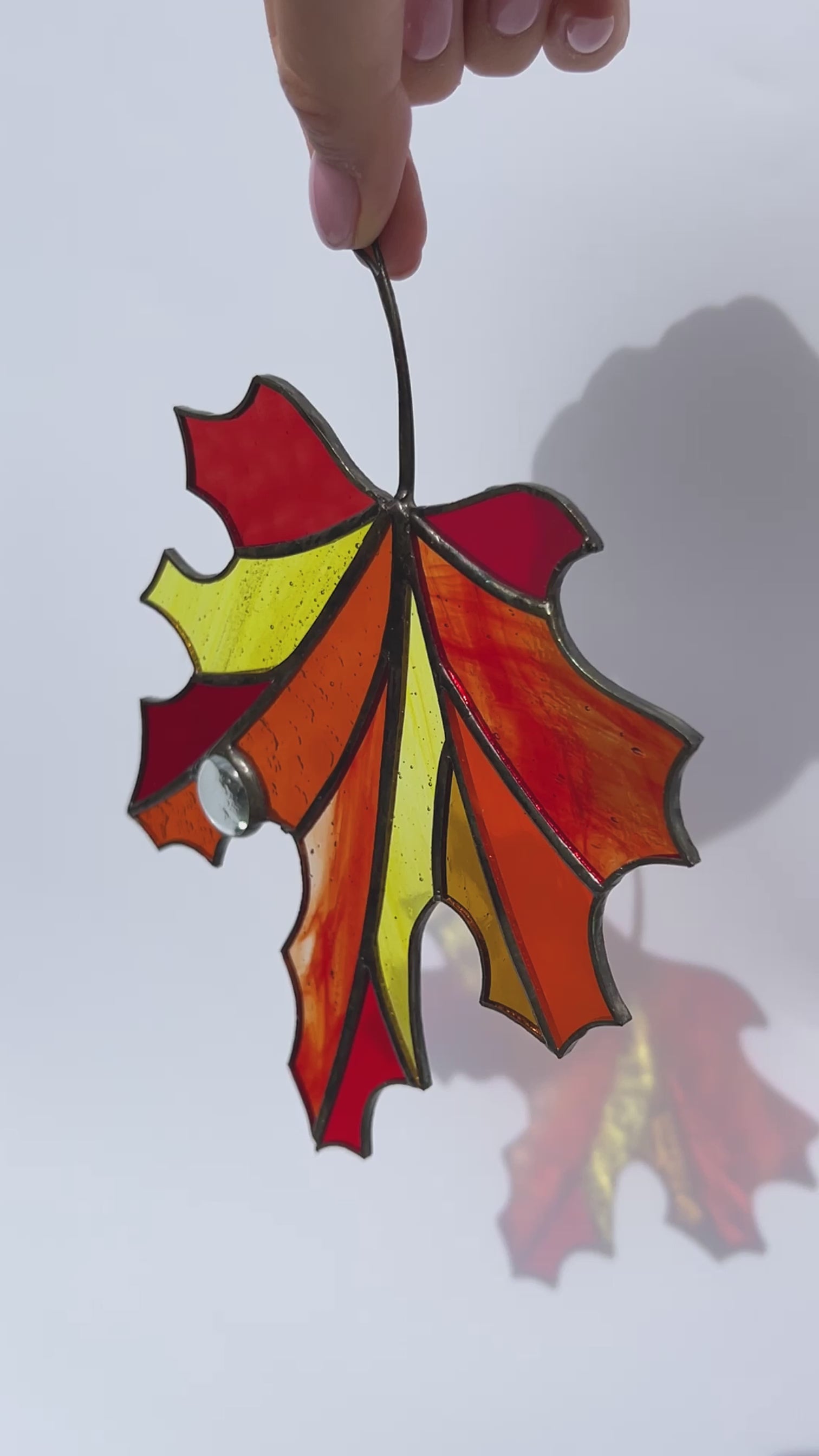 Maple Leaf Stained Glass Suncatcher