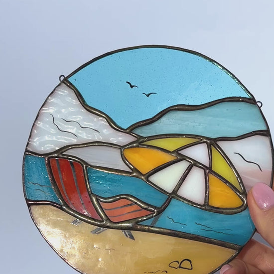 Sea Beach Landscape Stained Glass Suncatcher