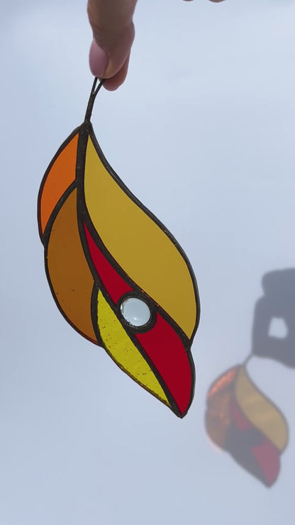 Ash Tree Leaf Stained Glass Suncatcher