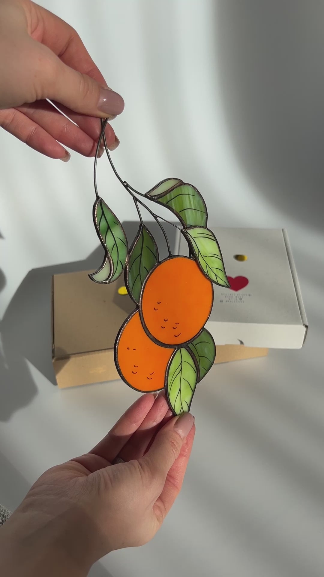 Orange Branch Stained Glass Suncatcher