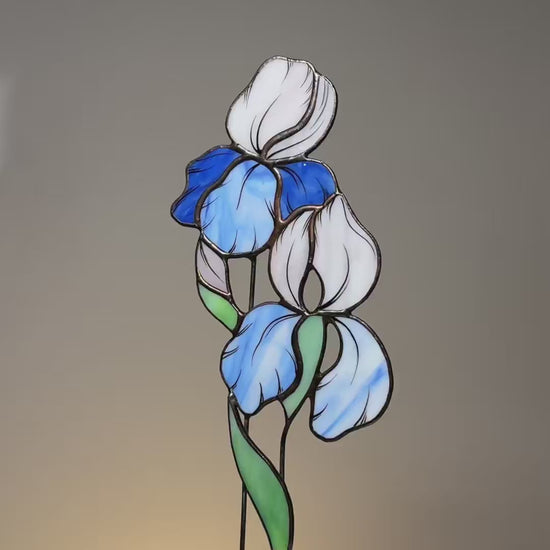 Elegant Iris Stained Glass Tabletop