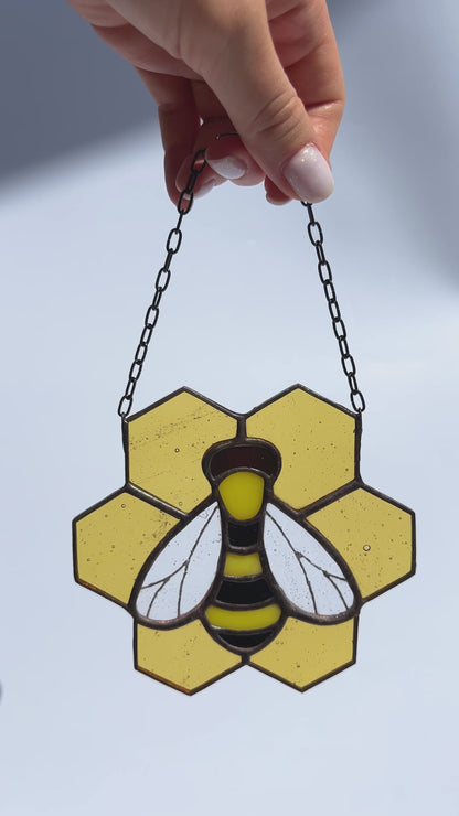 Honey Bee Stained Glass Suncatcher