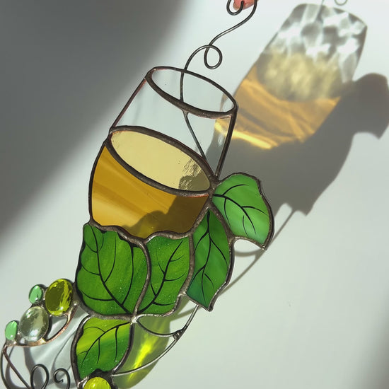 White Wine Stained Glass Suncatcher