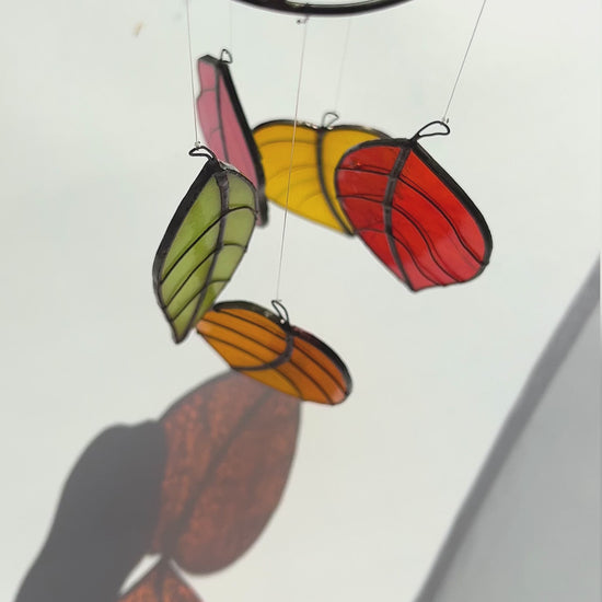 Fall Leaves Stained Glass Suncatcher