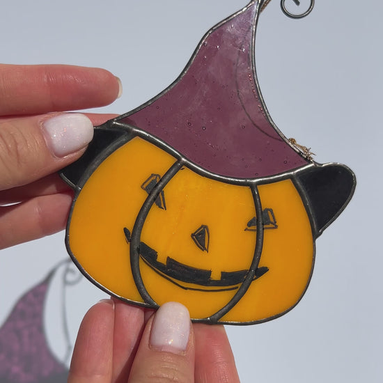 Halloween Pumpkin Stained Glass Decor