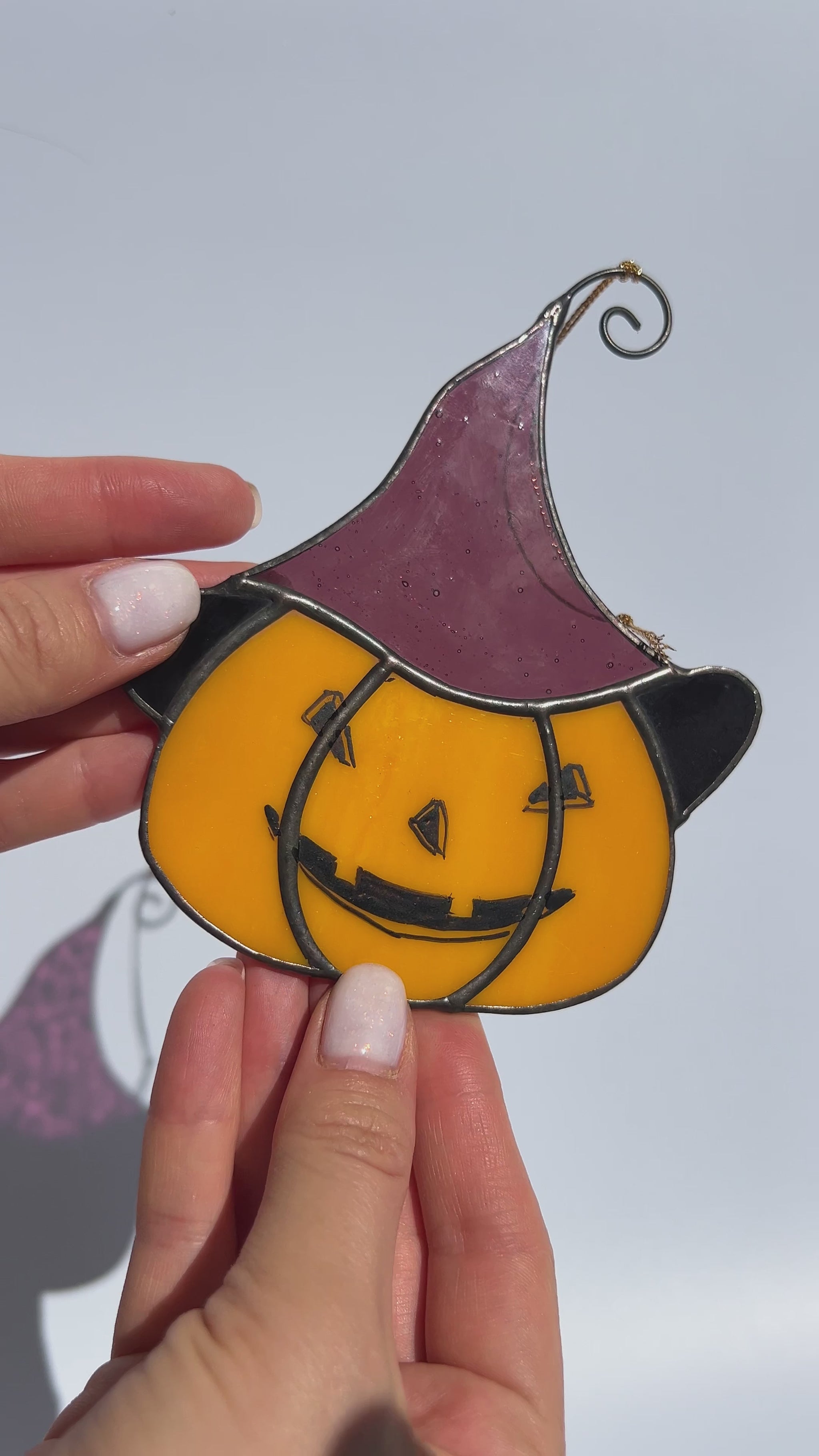 Halloween Pumpkin Stained Glass Decor