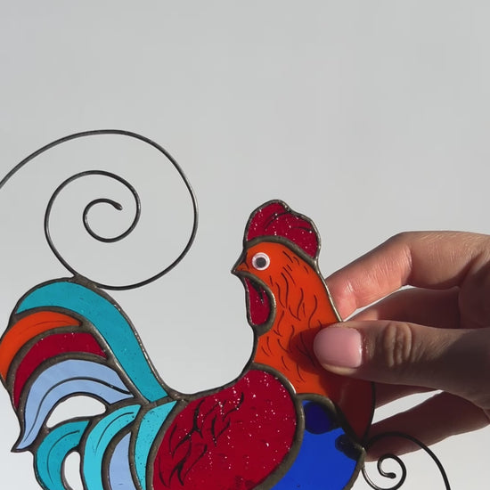 Rooster Stained Glass Suncatcher