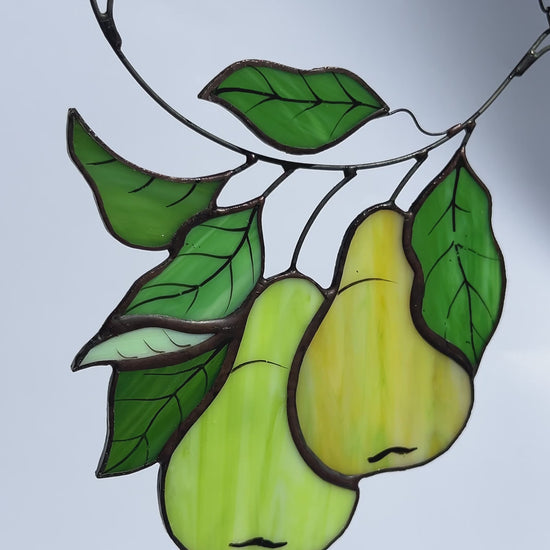 Pear Branch Stained Glass Suncatcher