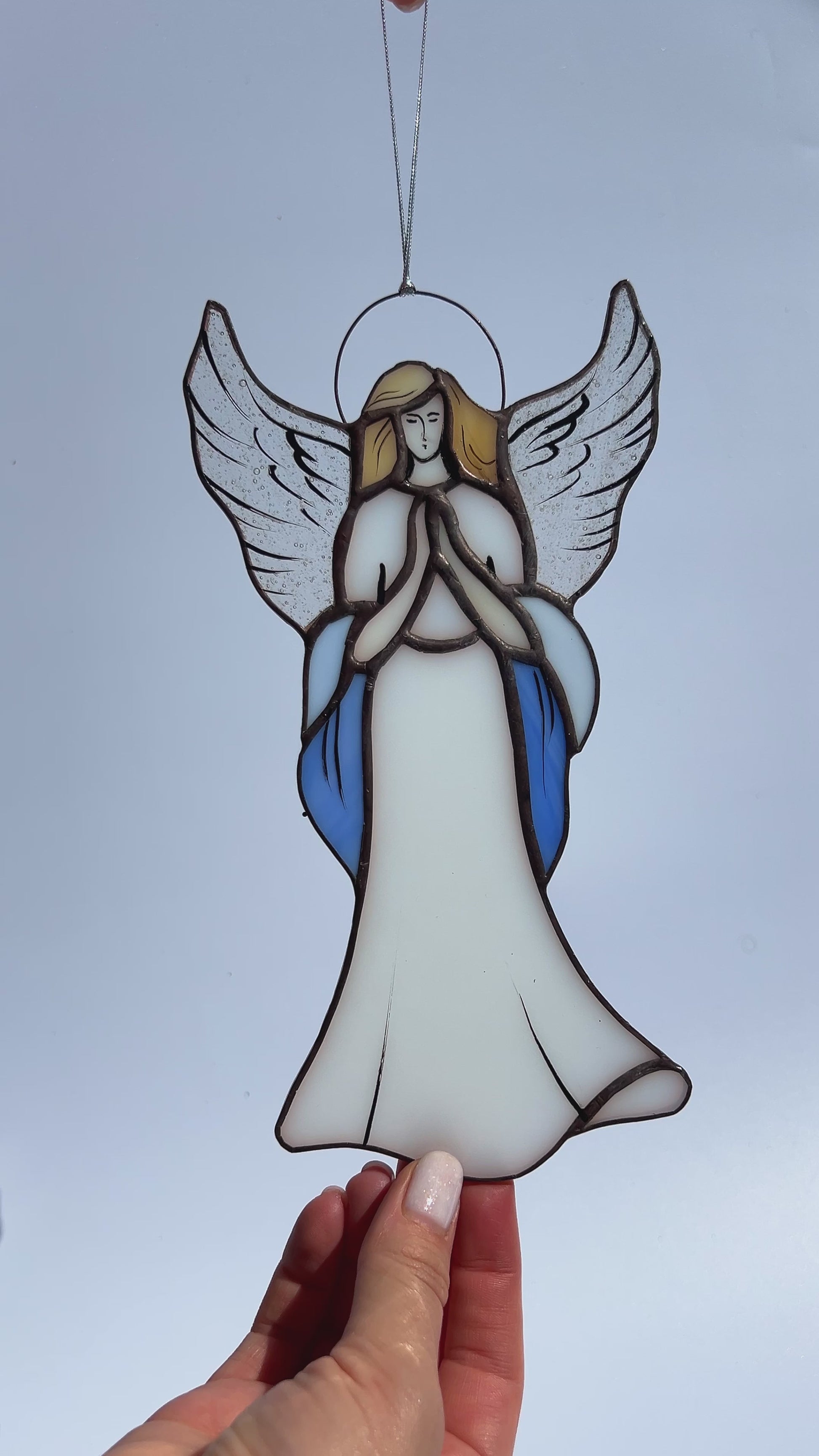 Praying Angel Stained Glass Suncatcher