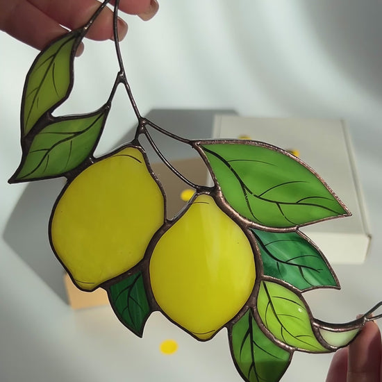 Lemon Branch Stained Glass Suncatcher