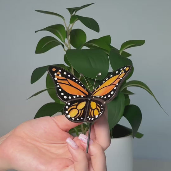 Monarch Butterfly Stained Glass Plant Pot Decoration