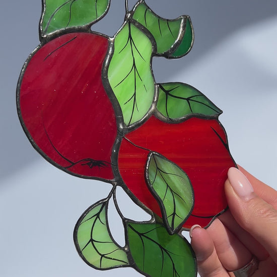 Apple Branch Stained Glass Suncatcher