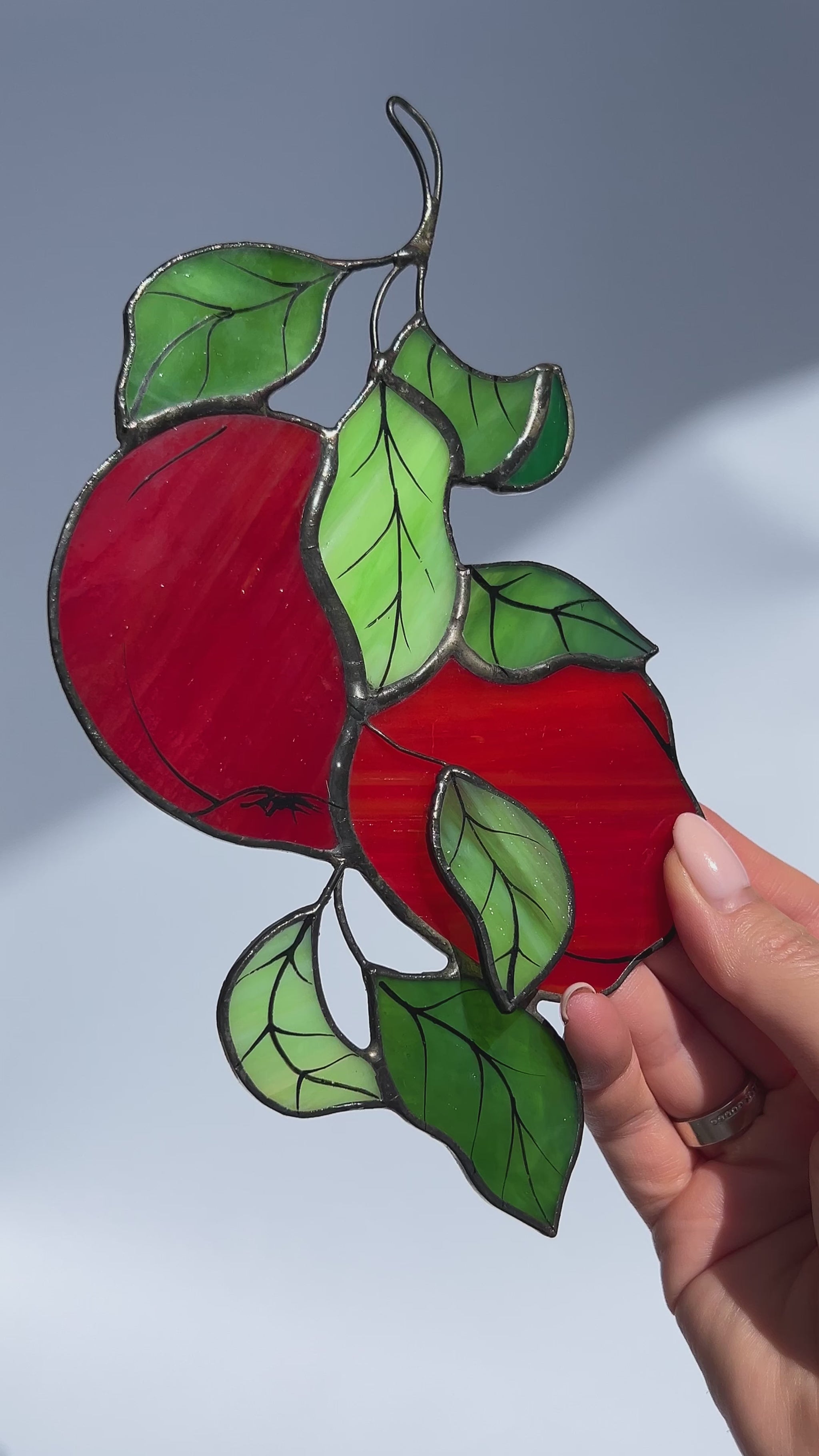 Apple Branch Stained Glass Suncatcher