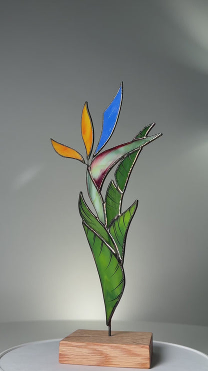 Bird of Paradise Flower Stained Glass Tabletop