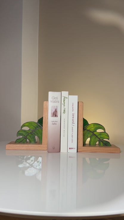 Monstera Plant Stained Glass Bookend