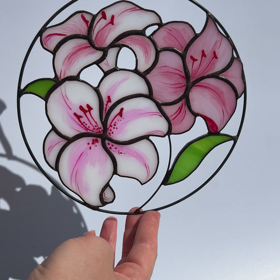 Lily Flower Stained Glass Suncatcher