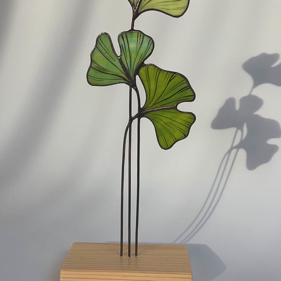 Ginkgo Leaf Stained Glass Tabletop