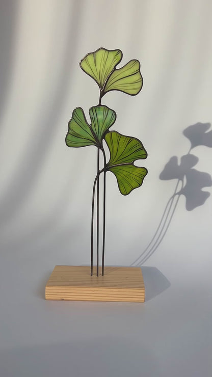 Ginkgo Leaf Stained Glass Tabletop