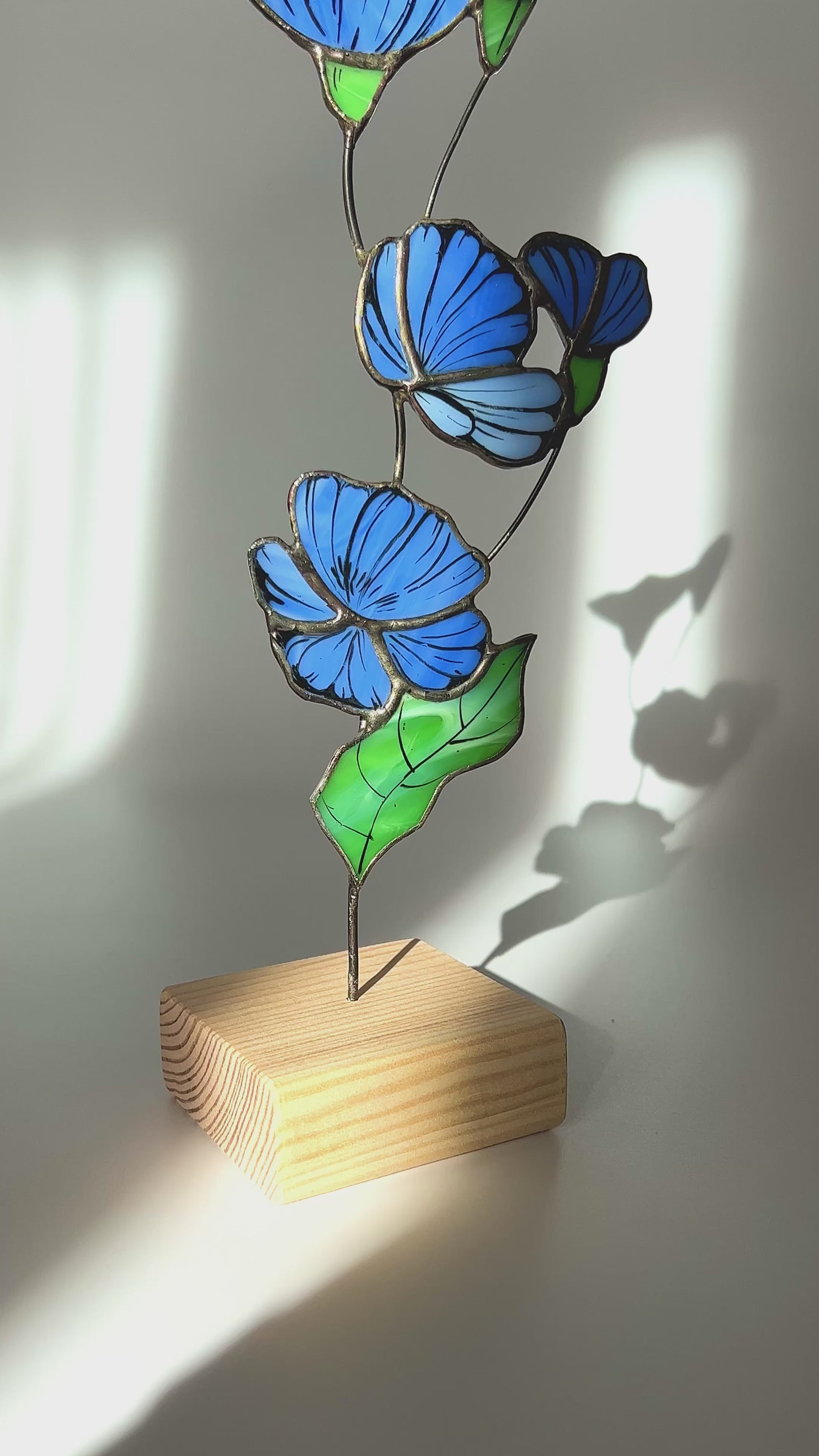 Blue Chicory Flower Stained Glass Tabletop