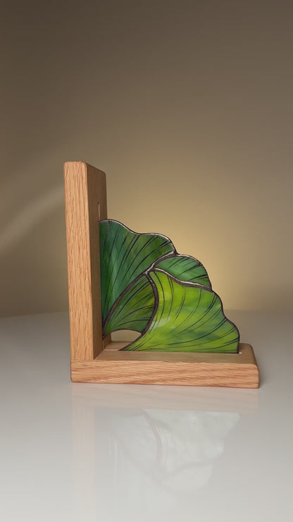 Ginkgo Leaf Stained Glass Bookends