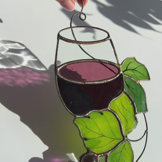 Red Wine Stained Glass Suncatcher