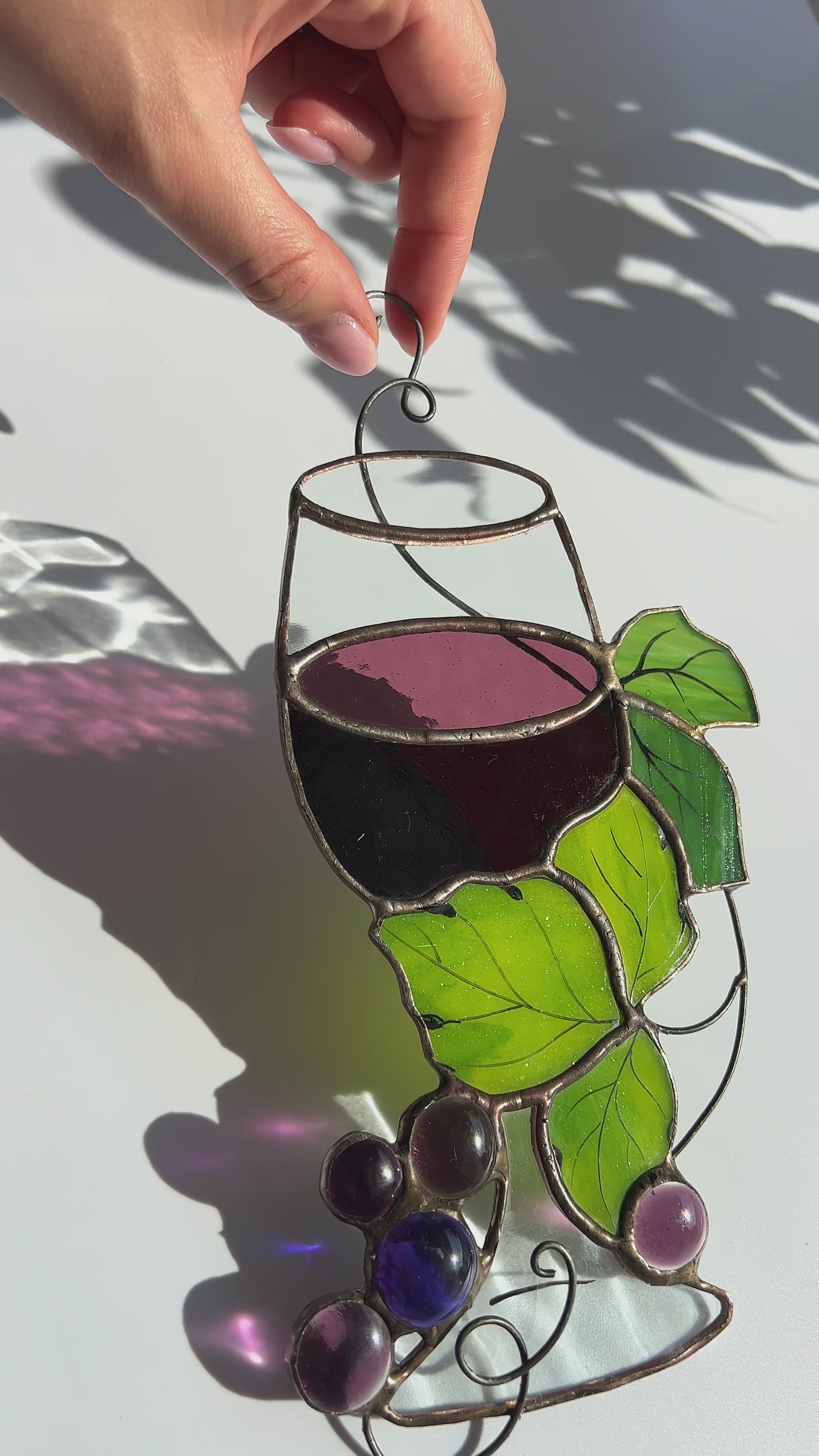 Red Wine Stained Glass Suncatcher