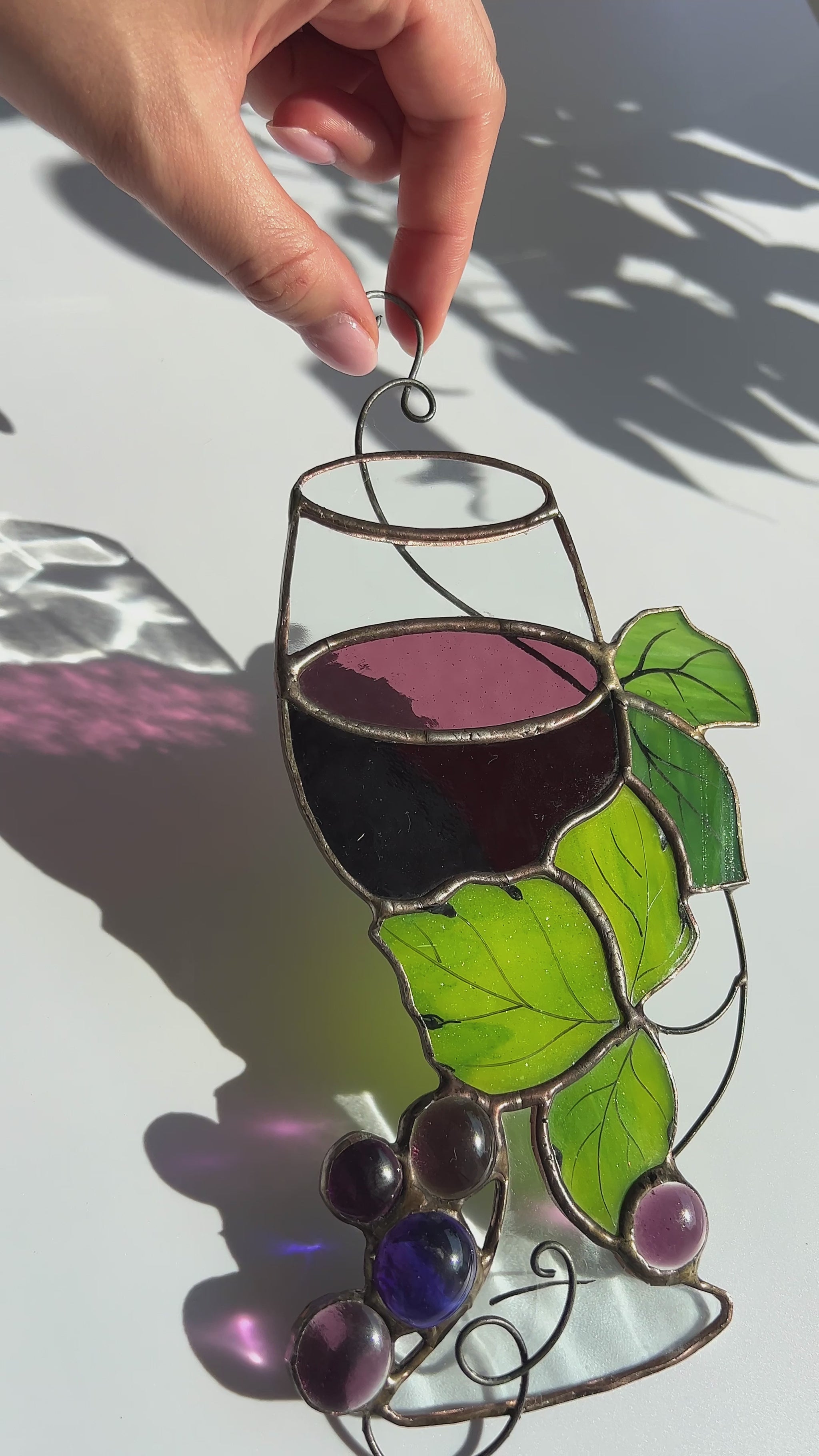 Red Wine Stained Glass Suncatcher